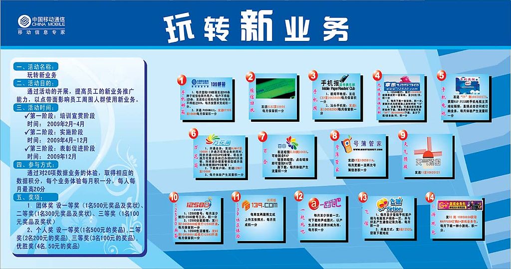 中國移動玩轉新業務版報矢量圖